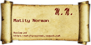 Matity Norman névjegykártya